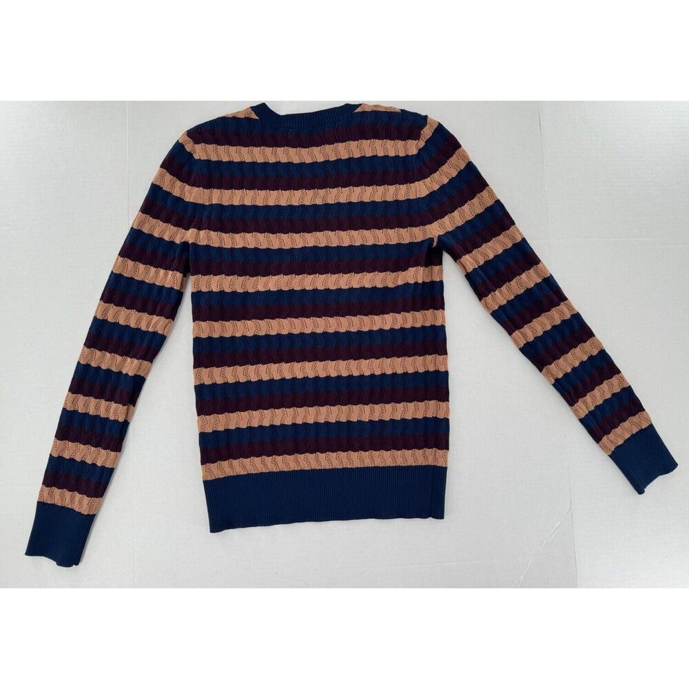 Jason Wu Collective Sweater Sz S Striped Eyelet Crochet Academia Preppy Fitted - Picture 14 of 16